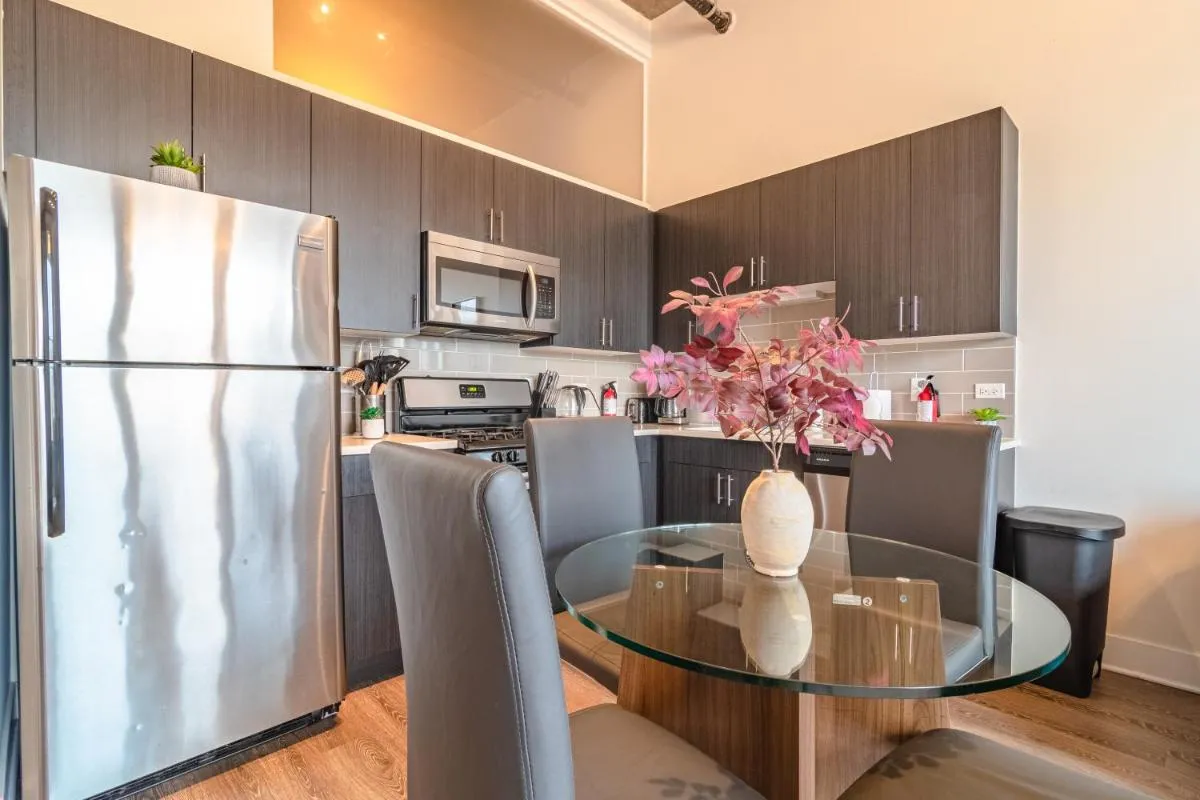 Image 1 of McCormick Place modern loft with an amazing city skyline view and optional parking for 8 guests
